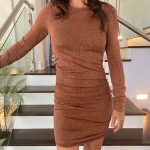 Victoria's Secret Moda International Long Sleeve Sequins Dress Rust Color Size S